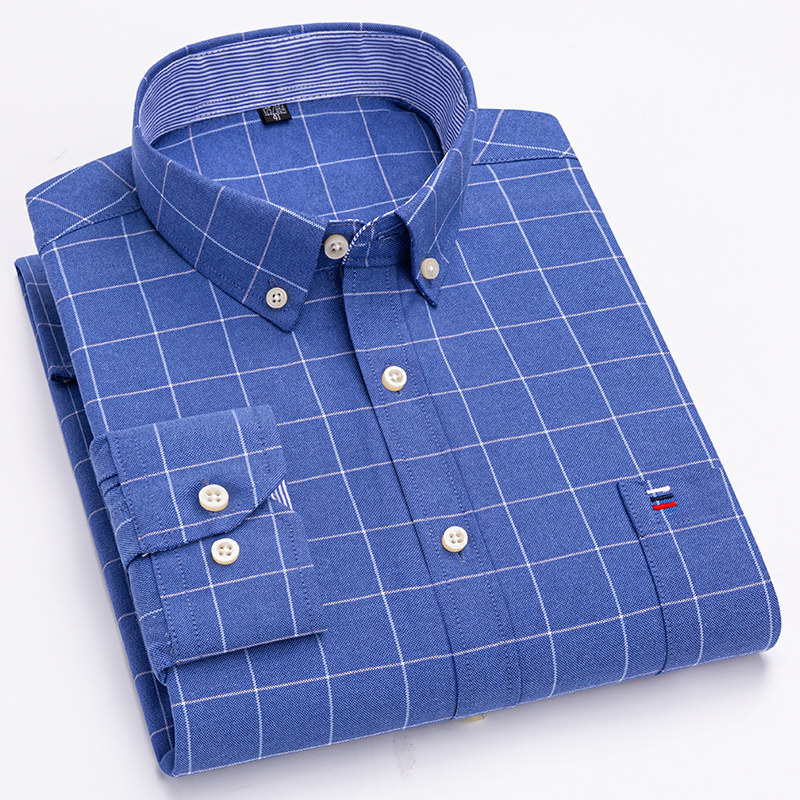 Oxford Cotton Casual Shirt Business - 100% 순수 코튼 옥스포드 남성 스트라이프