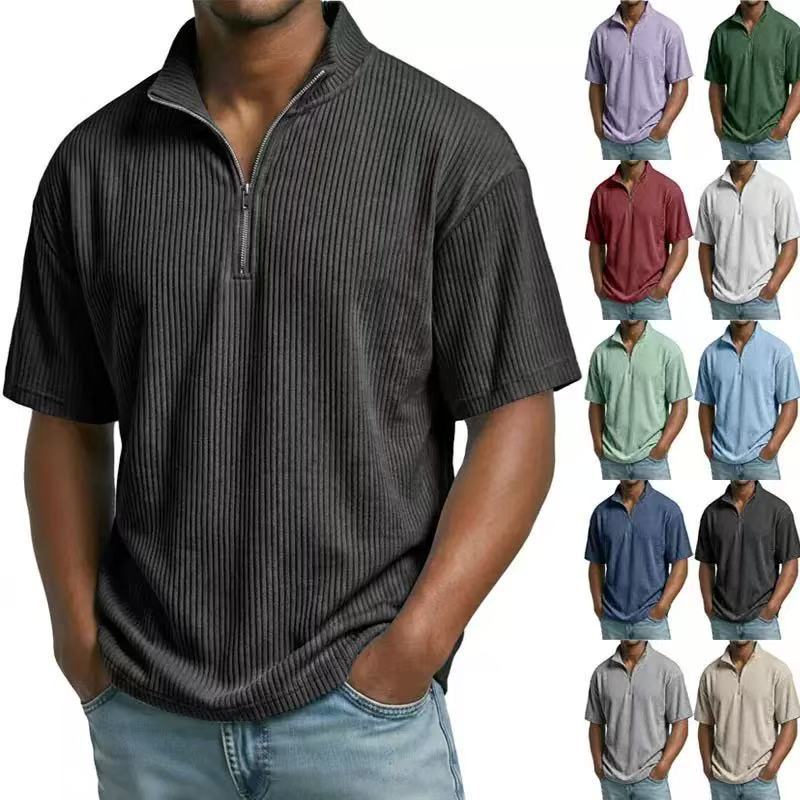 여름 코듀로이 스탠드 칼라 셔츠 남성용 단색 루즈핏 캐 - Corduroy Button Up Shirt Men 리뷰 및 가격