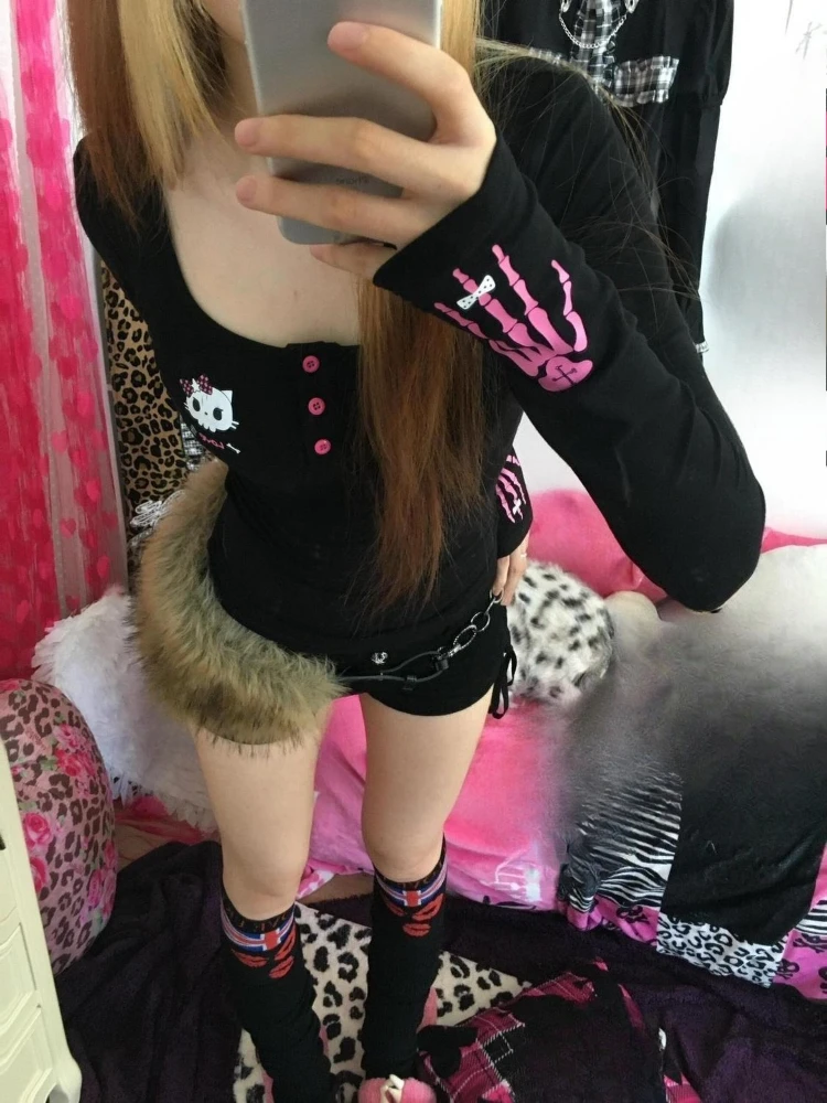 Y2K 빈티지 만화 프린트 티셔츠 여성 2025, 펑크 - Shirts 리뷰 및 가격