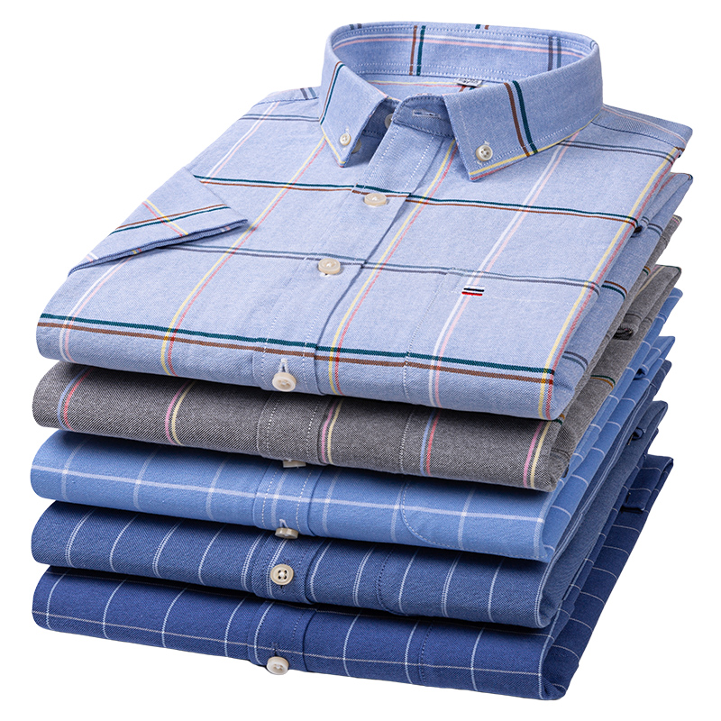 남성용 반팔 격자 무늬 줄무늬 단색 줄무늬 드레스, 비 - Oxford Cotton Casual Shirt Business 리뷰 및 가격