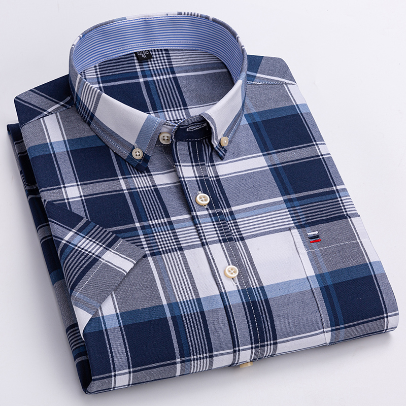 남성용 반팔 격자 무늬 줄무늬 단색 줄무늬 드레스, 비 - Oxford Cotton Casual Shirt Business 리뷰 및 가격
