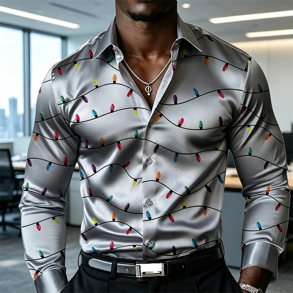 크리스마스 남성용 랜턴 셔츠 새틴 셔츠 버튼업 셔츠 긴 - Mens Satin Silk Dress Shirt 리뷰 및 가격