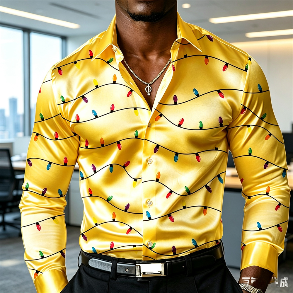 크리스마스 남성용 랜턴 셔츠 새틴 셔츠 버튼업 셔츠 긴 - Mens Satin Silk Dress Shirt 리뷰 및 가격
